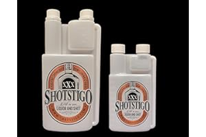 Shotstigo Twin Pack 34oz and 16oz…BPA Free Portable compact reusable liquor jigger beverage dispenser plastic flask camp wate