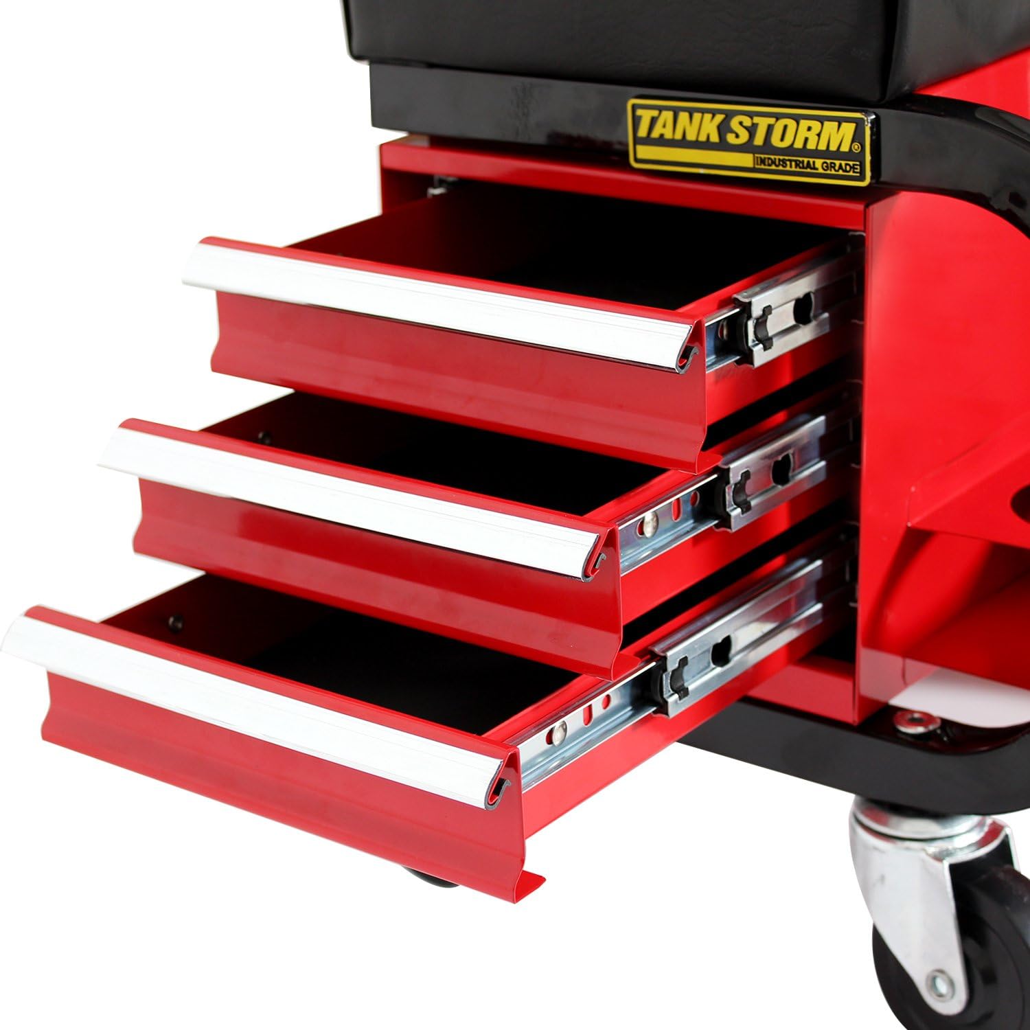 TANKSTORM Tool Box Built-In Creeper Seat, Garage Shop Roller Seat, 3 Drawers Heavy Duty Tool Chest With 4 Rolling Casters-350 Lbs Capacity: Automotive
