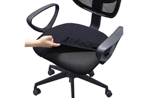 Melaluxe Stretch Jacquard Office Chair Cover, Removable Washable Desk Chair Cover Rotating Chair Seat Slipcover, Black