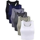 6 Pieces Basic Sleeveless Racerback Sports Crop Tank Tops for Women Girls Daily Wearing