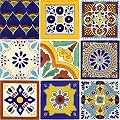 Tierra y Fuego Tile SET - Nine (9) 4¼ x 4¼ In. Ceramic Mexican Tiles - Talavera
