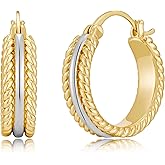 Two Tone Silver and Gold Plated Hoop Earrings for Women Mixed Metal Hypoallergenic Statement Valentines Jewelry Gifts