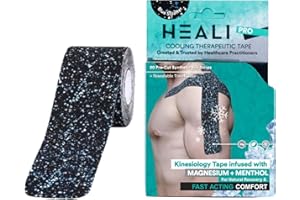 INNOVATIONS BY HEALI Heali Kinesiology Tape with Magnesium and Menthol, 20 Pcs Precut Strips, K Tape Roll, Knees, for Physical Therapy, Sports, Muscles and Joints, Water Resistant, Blue Splatter