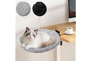 Unidevice 2-in-1 Cat Desk Bed & Bedside Perch (Vertical & Horizontal Clamp), Includes 2 Covers (Winter Plush + Summer Mesh), 