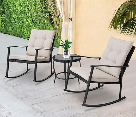 Amazon Com Solaura Outdoor Patio Furniture 3 Piece Rocking High