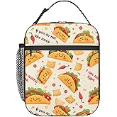 ainori Reusable Taco Lunch Box for Kids Girls Boys Women Adult, Insulated Mexican Food Lunch Bag,Polyester Cooler Handbags Case for School Picnic Work Travel Beach or Hiking