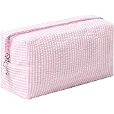 OZAOZ Makeup Bag Cosmetic Bag Travel Toiletry Bag Aesthetic Canvas Organizer Bag Zipper Pouch for Women (M-pink)