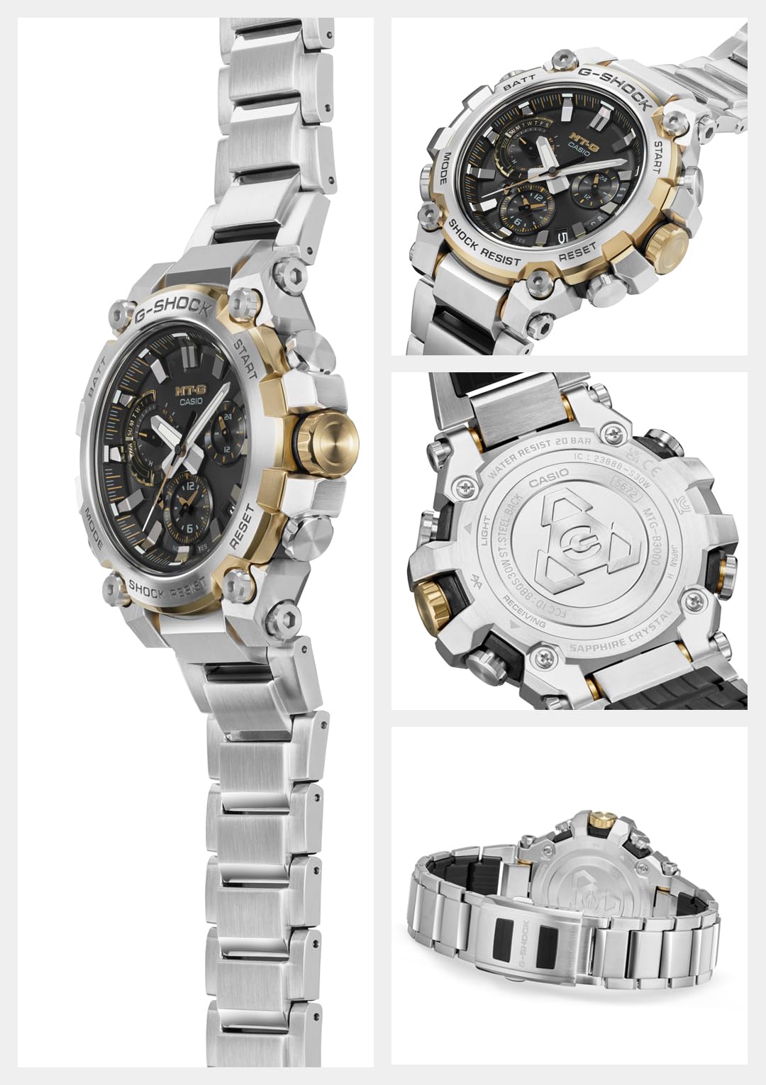 G-SHOCK(ジーショック) Casio MTG-B3000 Layer Composite Band Wristwatch, silver/cold, Layer Composite Band