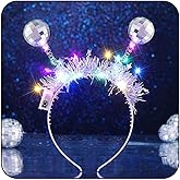 Sixexey Light Up Alien Headband LED Silver Martian Antenna Hair Band LED Christmas New Year’s Eve Hair Accessories for Women
