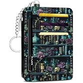 Hllwxrk Shelf Credit Card Holder Small Wallet for Women | Slim RFID Wallet Front Pocket with Zipper Coin Pocket, Travel Thin Card Case with ID Window