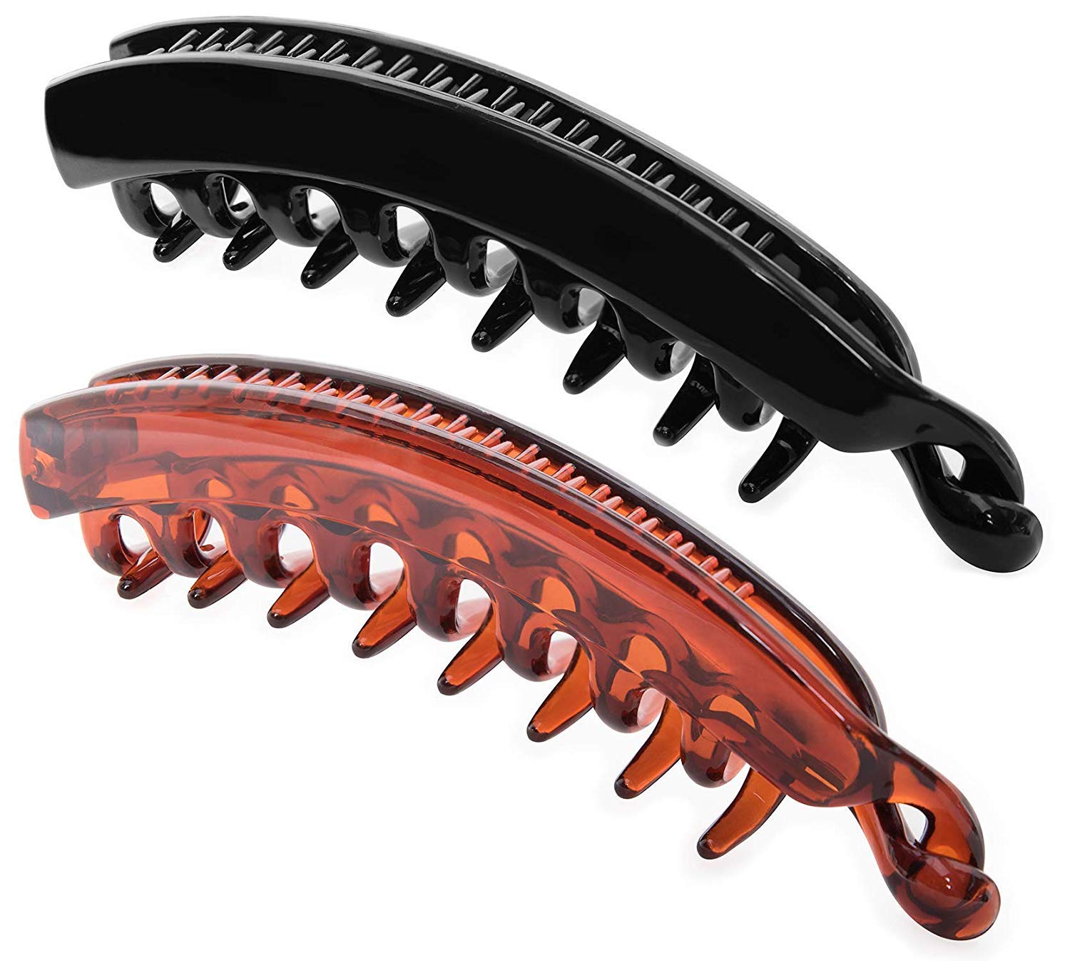 RC ROCHE ORNAMENT 6 Pcs Womens Premium Hair Plastic Banana Classic Clincher Strong Hold Ponytail Maker Styling Girls Ladies Beauty Accessory Clasp Clip, Large Black : Beauty
