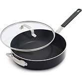 GreenPan x Bobby Flay 4.5QT Ceramic Nonstick Saut&eacute; Pan with Lid, Black | PFAS-Free Diamond Ceramic Nonstick Jumbo Pan, Silicone Handle, Induction &amp; All Stovetop Compatible, Dishwasher and Oven Safe