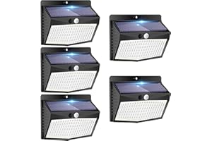 PEASUR Solar Outdoor Lights, [138 LED/5 Packs] Solar Motion Sensor Security Lights with 3 Lighting Modes Wireless Solar Wall Lights Waterproof Solar Powered Lights for Garden Fence Yard Deck Garage
