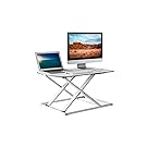 TechOrbits Ascension Pro Height Adjustable Stand Up Desk - Sit to Stand Desk Converter Fully Assembled Standing Workstation Riser - 31" Surface White