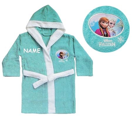 Unbekannt Frottee Bademantel - Disney die Eiskönigin - 5 bis 8 Jahre / Gr. 116 - incl. Name - 140 / 100 % Baumwolle - für Kin