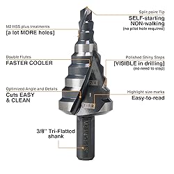 Jerax tools 1/4 to 1-1/8 Inch Step Drill Bit, M2