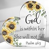 Gerrii Christian Gift for Women Inspirational Religious Gifts for Her Bible Verse Desk Decor Spiritual Acrylic Plaque Sign for Valentines Birthday Mom Sister(Bright Sunflower,5.9x5.9x0.55 Inches)