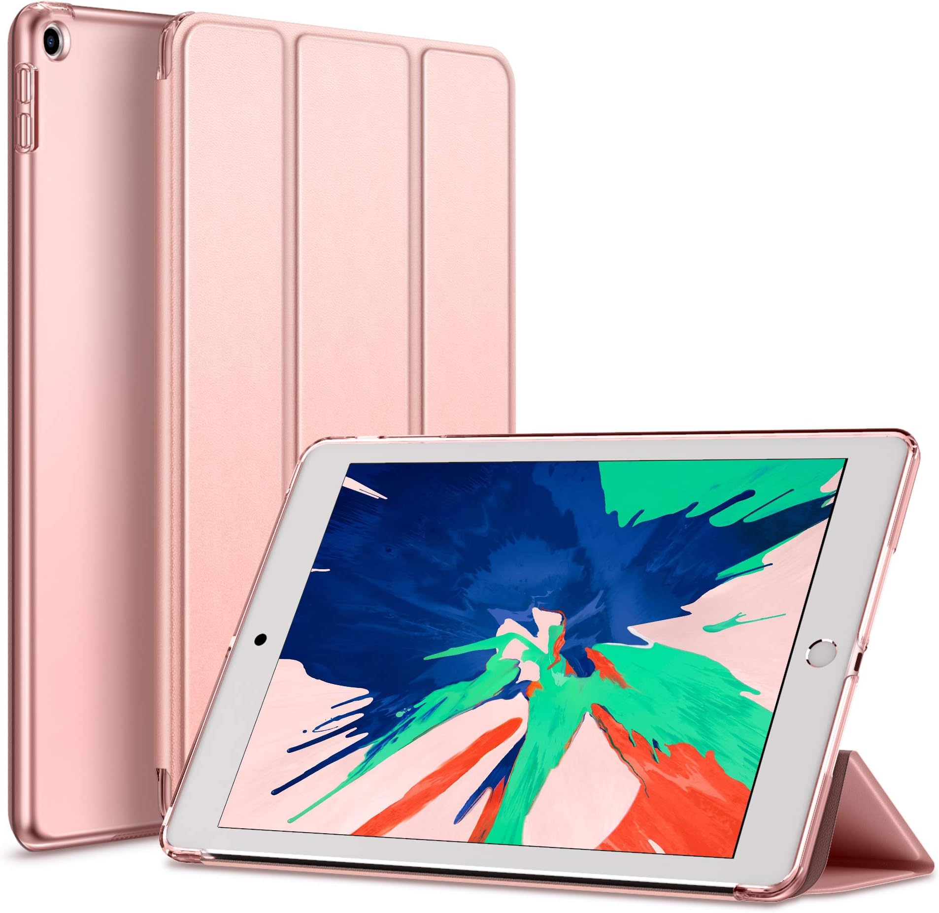 KenKe iPad Case, iPad 2017 2018 case Ultra Slim Lightweight Smart Case Stand with Translucent Frosted Back Smart Cover 9.7 inch iPad 5th / 6th Generation Cases (Hard Shell Rose Gold)