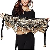 Wuchieal Women's Sweet Bellydance Hip Scarf with Gold Coins Skirts Wrap Noisy