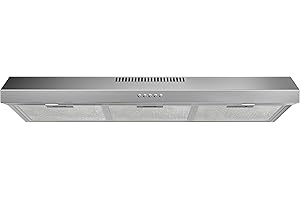 FIREGAS 36 Inch Under Cabinet Range Hood, Ducted/Ductless Convertible Kitchen Vent Hood with 3-Speed Exhaust Fan, 300 CFM, LED Lights, Stainless Steel Stove Hood for Kitchen