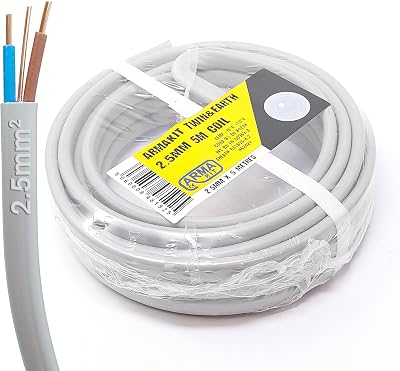 ArmaKit 5m Grey 2.5mm Twin & Earth Cable BS6004 240V 3 Core Wire