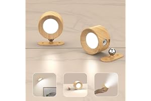 AKSDA 2Pack Battery Operated Wall Sconce, 3 Color Modes 3 Brightness Levels 360°Rotation Lighting Touch Control, Wall Mounted Lamp LED Wall Lights for Bedroom Reading Bedside, Wall Sconces Set of Two