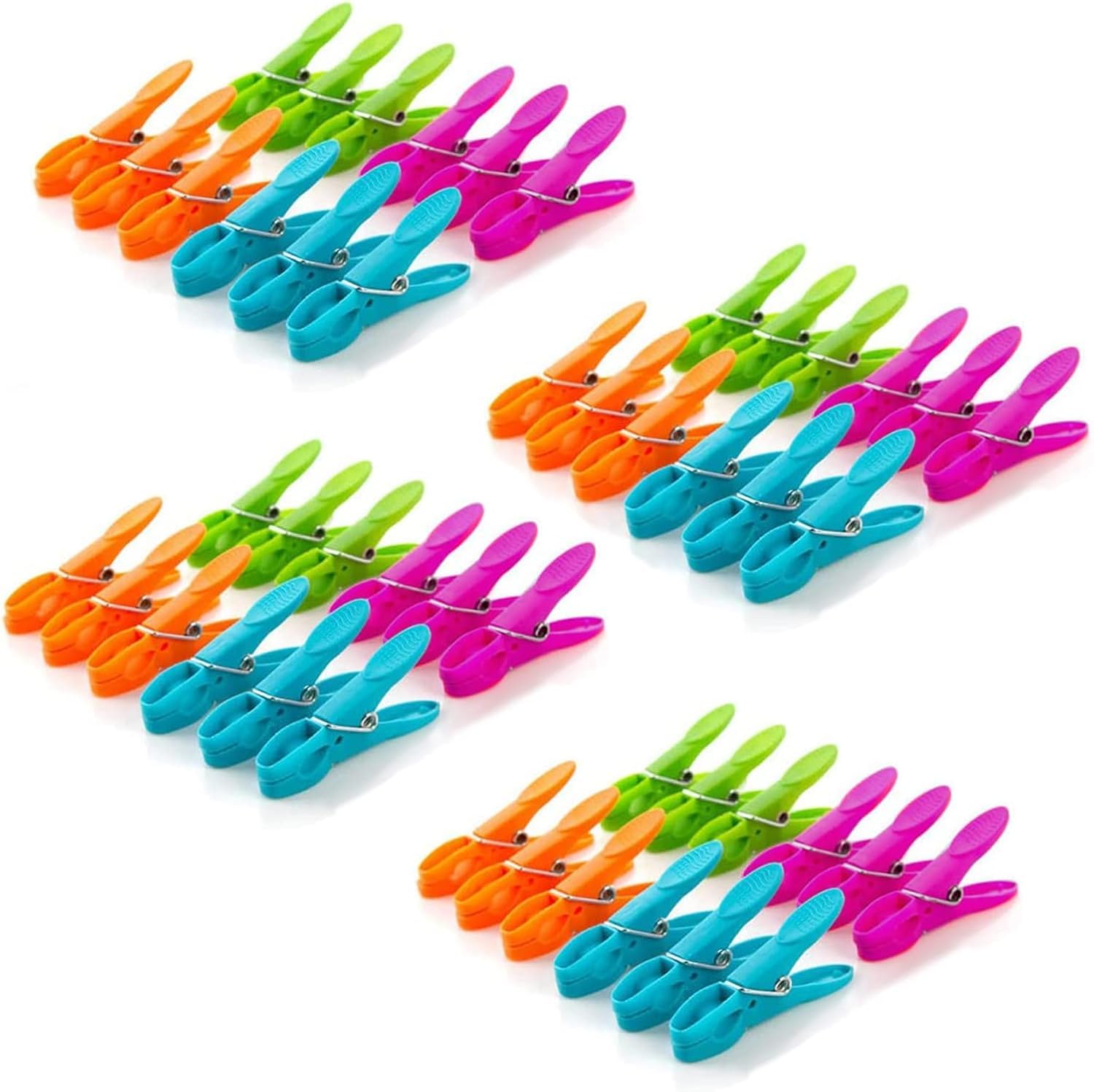 48PCS Clothes Pegs For Washing Line, Beach Towel Clips Washing Pegs, Plastic Laundry Pegs Washing Clothes Clip, for Garden, Sunbeds Sun Loungers Pool Chairs (4 Colors)