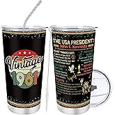 Hamdwerk 65th Birthday Gifts for Men Women 65 Year Old Gifts Idea for Him Her, 20oz Vintage 1961 Tumbler with Lid Straw, Turning 65th Happy Birthday Presents for Husband Wife Dad Mom Grandpa Grandma