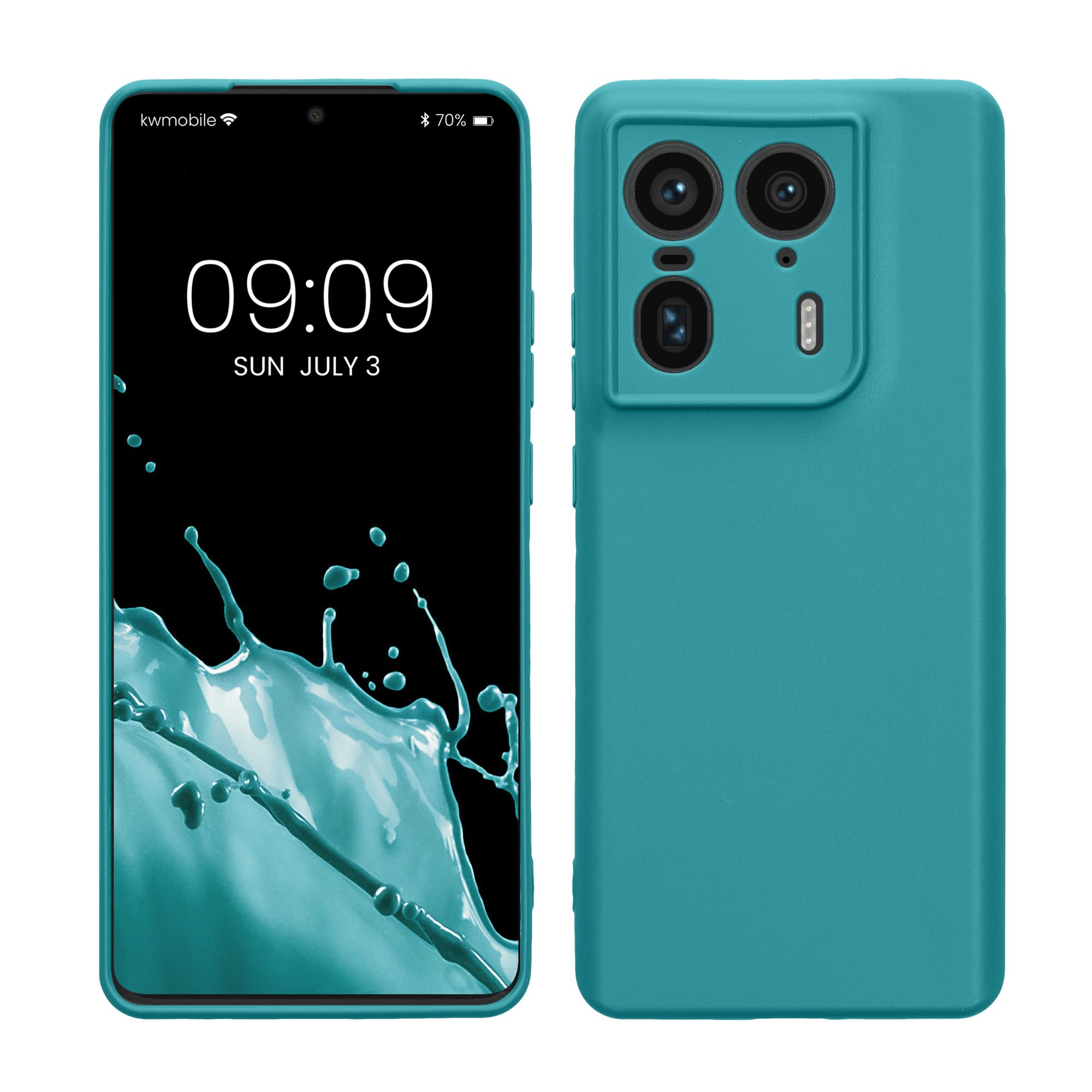 kwmobile Case for Motorola Edge 50 Ultra Case - Protective Slim TPU Phone Cover - Soft Matte Finish - Teal Matte