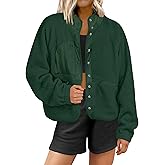 ANRABESS Womens Fuzzy Fleece Jacket Fall Casual Long Sleeve Cropped Sherpa Button Down Shacket Coats Outwear With Pockets