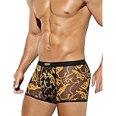 Arjen Kroos Men Sexy Underwear Low Rise Mesh Trunks Novelty Print Boxer Briefs