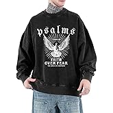 Lytiarul Christian Faith Over Fear Sweatshirt Men Jesus Inspirational Hoodie Religious Graphic Bible Verse Shirts Pullover
