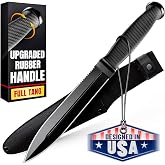 Tactical Survival Knife with Sheath &ndash; 6.5" Fixed Full Tang Blade, Serrated Edge &ndash; Hunting Knife with Non-Slip Rubber Handle &ndash; Heavy Duty Long Blade Knives for Camping, Self Defense, Military 2503