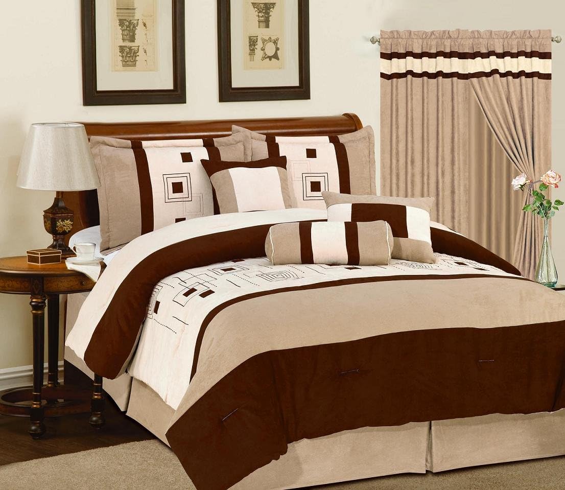 Amazon Com Octorose Queen Size Taupe Beige Brown Modern Style Micro Suede Comforter Set Bedding In A Bad Home Kitchen