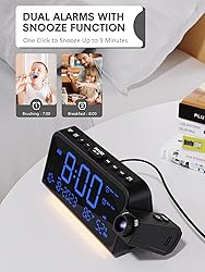 Projection Alarm Clock for Bedroom Ceiling, Digital