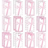 Thenshop 48 Pcs Pink Bow Sticky Notes and Pens Set Pink Notes Preppy Aesthetic Self Stick Notepads Ballpoint Pens for Coquette Supplies Bow Party Favors