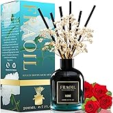 Rose Reed Diffuser, Reed Diffuser Set 6.7 fl oz (200 ml) with 6 Reed Sticks, Home Fragrance Reed Diffuser for Bathroom Shelf House Bedroom Office Decor