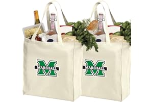 BROAD BAY Reusable Marshall University Shopping Bags or Marshall Grocery Bag 2Pc SET NATURAL COTTON