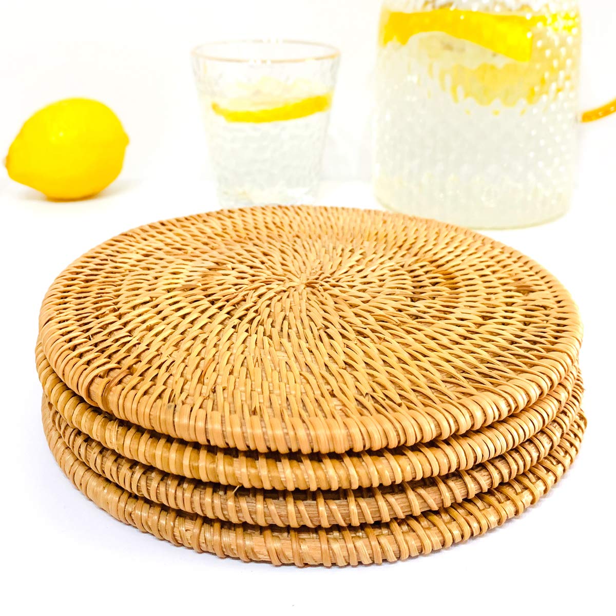 Woven Trivet for Hot Dishes-Insulated Hot Pads,Novelty Gift Set,Unique Present for Friends,Housewarming,Birthday,Living Room Decor,Holiday Party (18CM 4PCS)