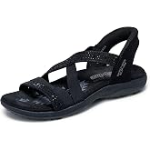 Skechers Women's Reggae Slim - Summer Sparkle | Hands Free Slip-Ins, Sparkle Knit Sandal, Skechers Memory Foam, Stretch Fit Knit, Rhinestone Embellishments, Vegan