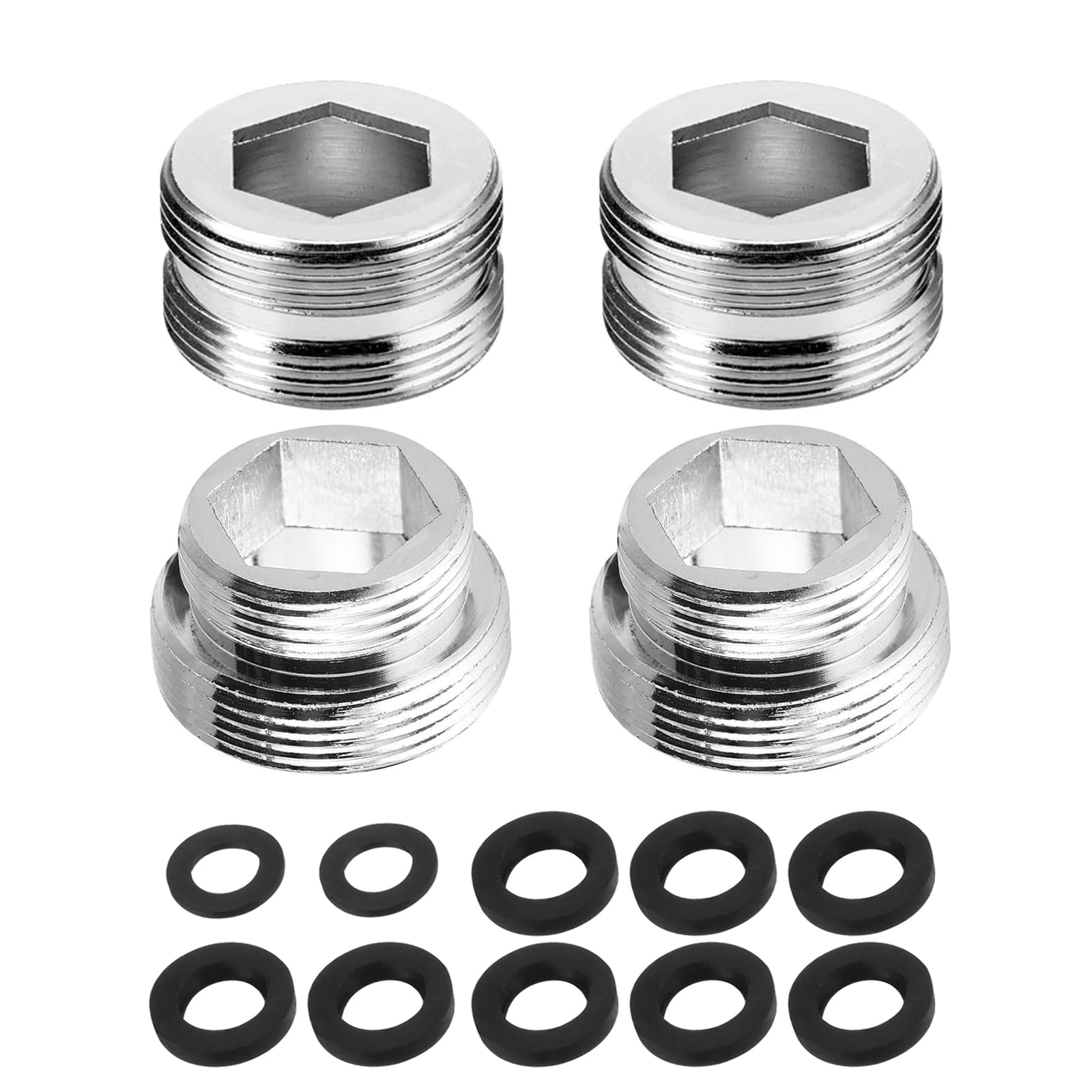 SANTUO Faucet Adapter Kit 4PCS M22 to M22 with Gaskets Universal 15.5mm Male to 21.5mm Female Thread Adapters for Kitchen Sink, Water Purifier and Filter Connections, Tap Aerator Adapter