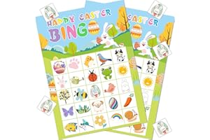 Sawowkuya 24 Sheets Easter Day Bingo Game, Special Designed Easter Day Bingo Game Cute Spring Elements Designed for Family Classroom Adult Party Favors Supplies