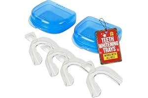 Lumeeno Moldable Teeth Whitening Trays for Gel Customizable Dental Mouth Guards - Compatible with Opalescence and All Gels - 4 Trays & 2 Storage Cases Thin, Trimmable, BPA-Free