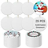 25 PCS Ceramic Sublimation Ornament Blanks Bulk 3 Inch White Round Crafts DIY Personalized Printed Christmas Home Porcelain Paintable Decorate