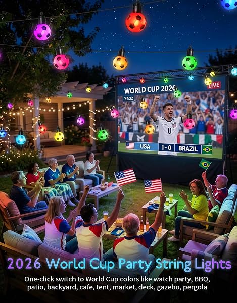 RAINBOWSHOW WORLD CUP 2026 SOCCER, SMART OUTDOOR STRING LIGHTS