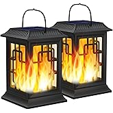 Woenergy Solar Lanterns Outdoor Waterproof, Hanging Solar Lights for Outside Black Hanging Solar Powered Lantern Decorative for Garden Yard Patio, 2 Pack