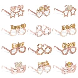 Guiruiy 24PCS 80th Birthday Eyeglasses Decorations
