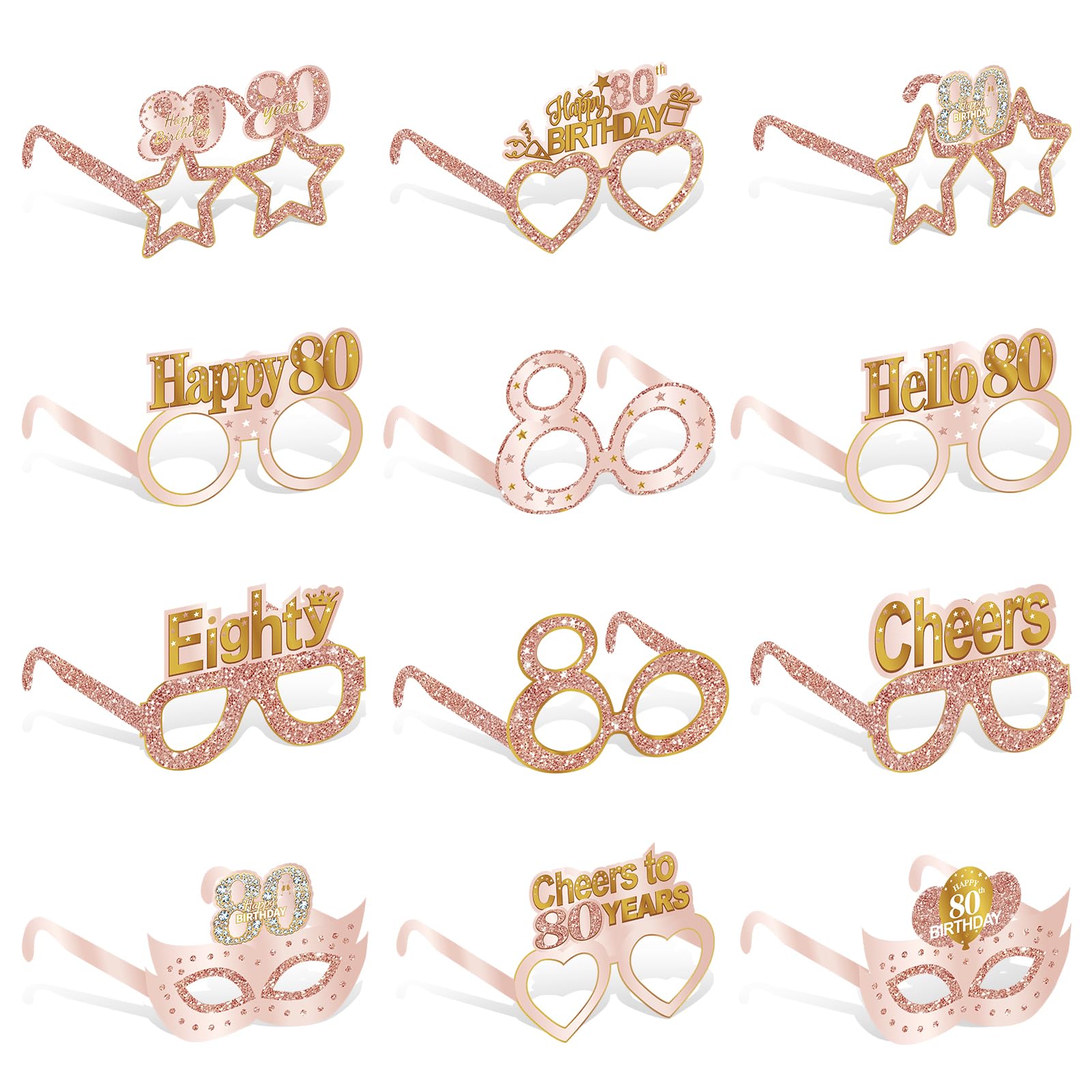 Guiruiy 24PCS 80th Birthday Eyeglasses Decorations