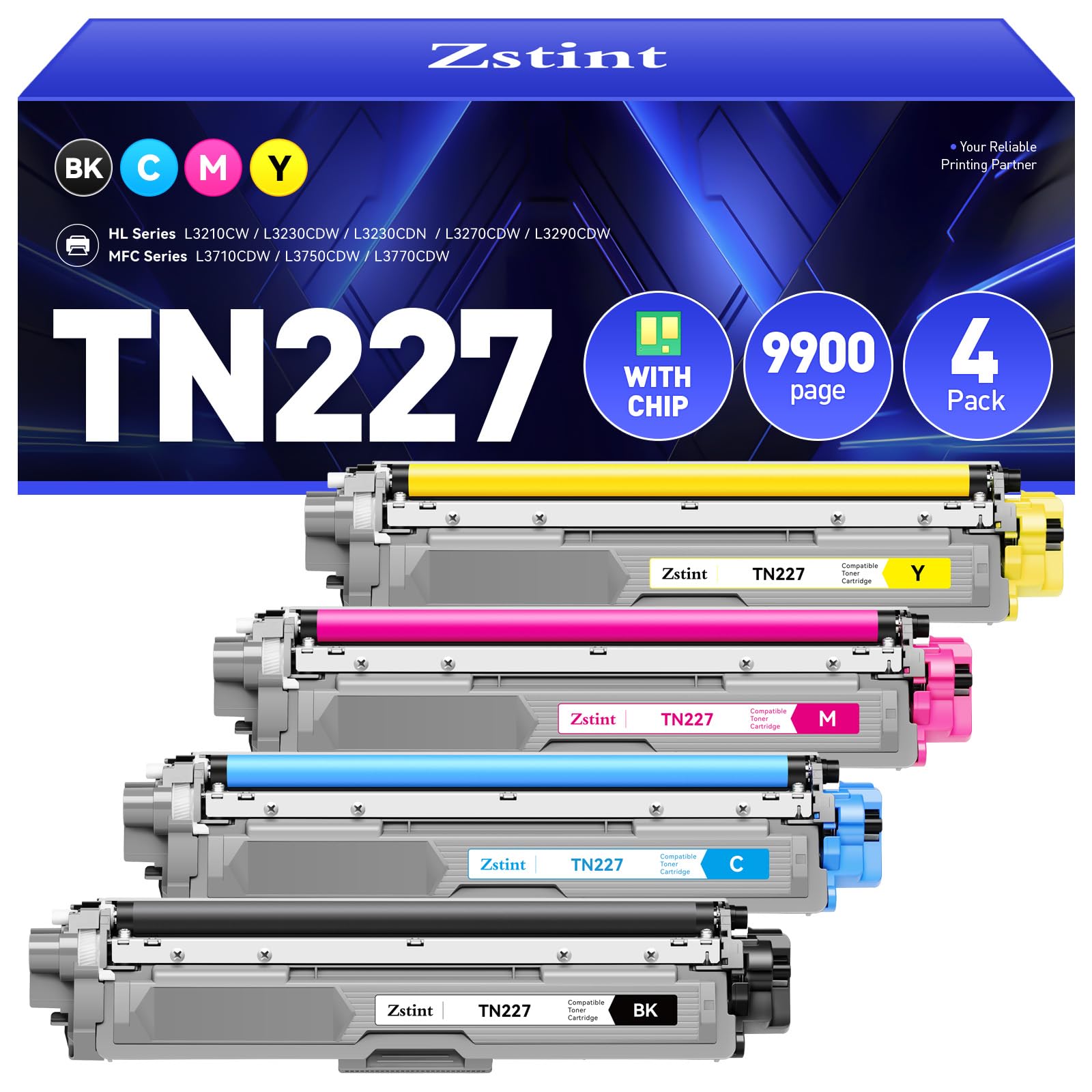 TN227 Toner Cartridge 4-Pack High Yield Replacement