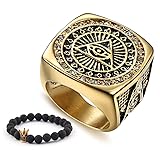 Gungneer All Seeing Eye Ring for Men 18k Gold